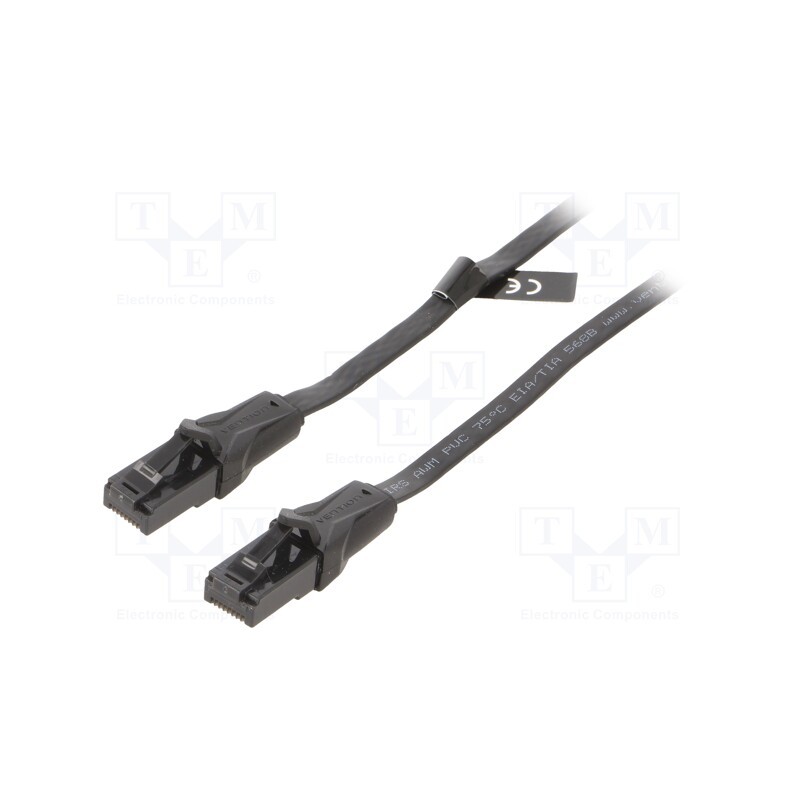 1 pcs x VENTION - IBABE - Patch cord, U/UTP, 6, Cu, PVC, black, 0.75m, RJ45 plug,both sides