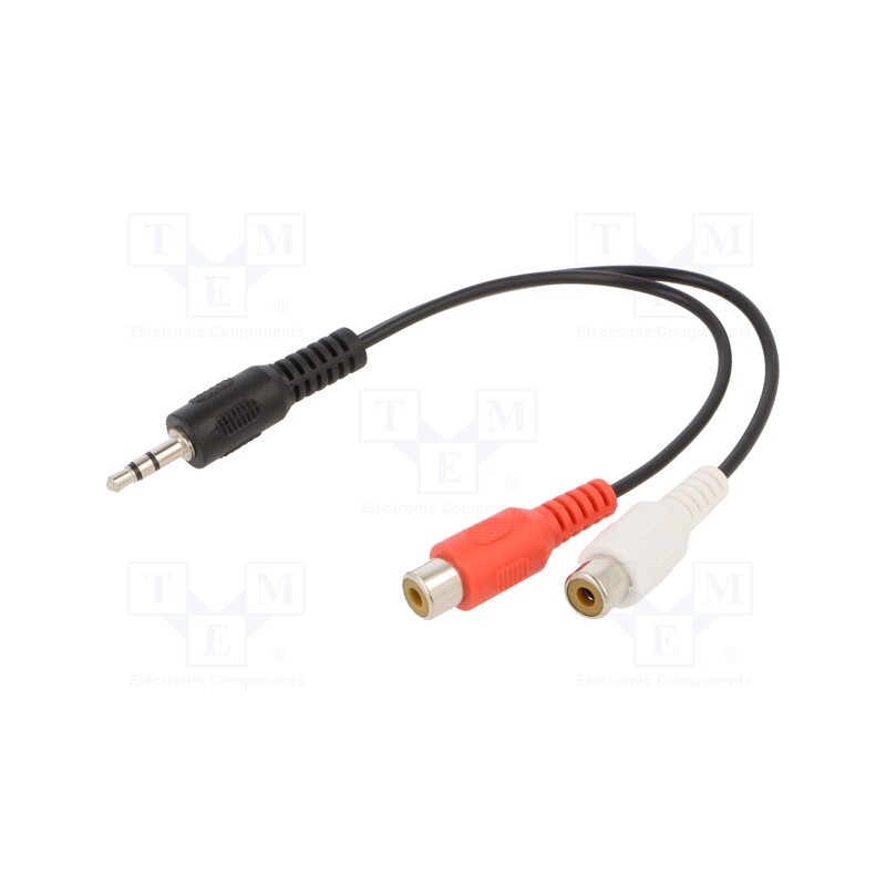 1 pcs x GEMBIRD - CCA-406 - Cable, Jack 3.5mm 3pin plug,RCA socket x2, 0.2m, black, PVC