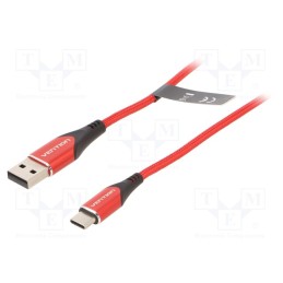 1 pcs x VENTION - CODRG - Cable, USB 2.0, USB A plug,USB C plug, nickel plated, 1.5m, red