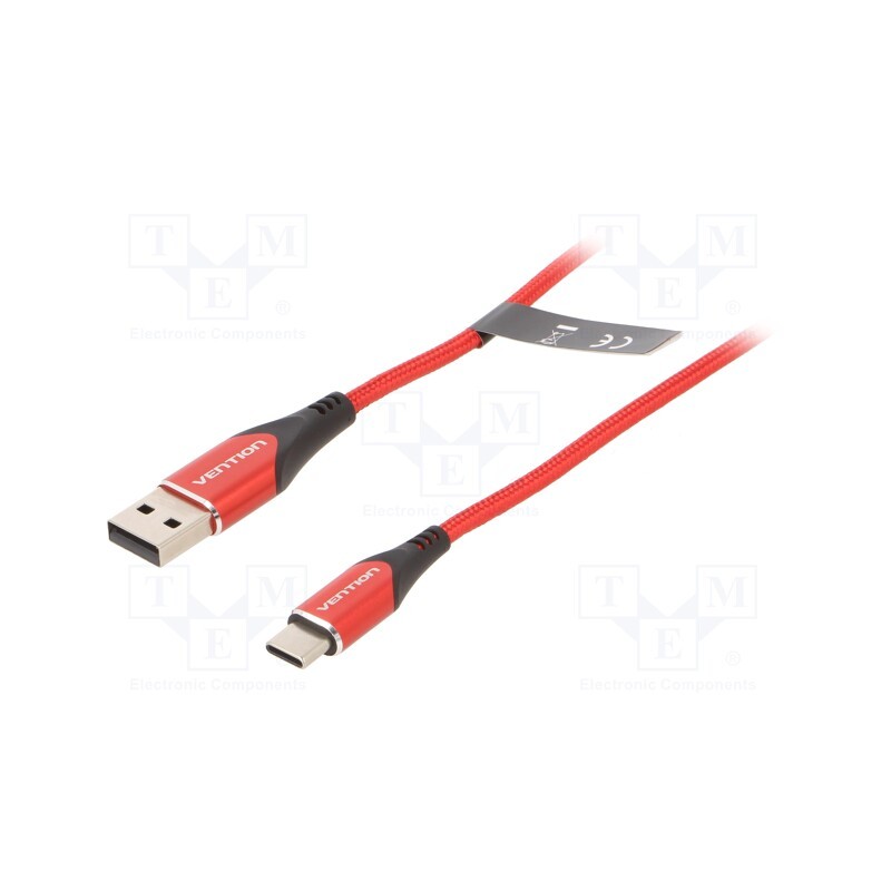 1 pcs x VENTION - CODRG - Cable, USB 2.0, USB A plug,USB C plug, nickel plated, 1.5m, red