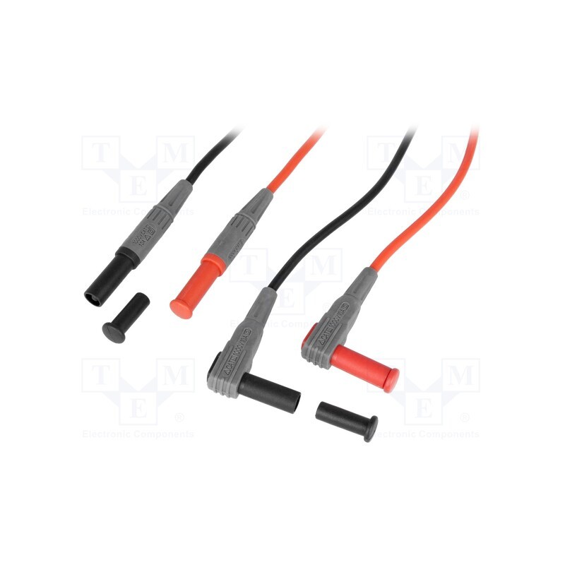 1 set x AXIOMET - AX-TLS-005A - Test leads, Inom: 10A, Len: 1m, red and black, Insulation: silicone