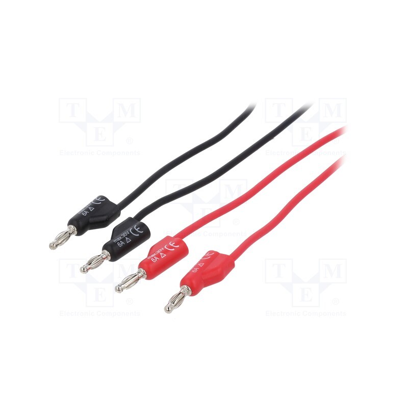 1 set x VELLEMAN - TLM66 - Test leads, Umax: 30V, Imax: 6A, Len: 1m, with 4mm axial socket