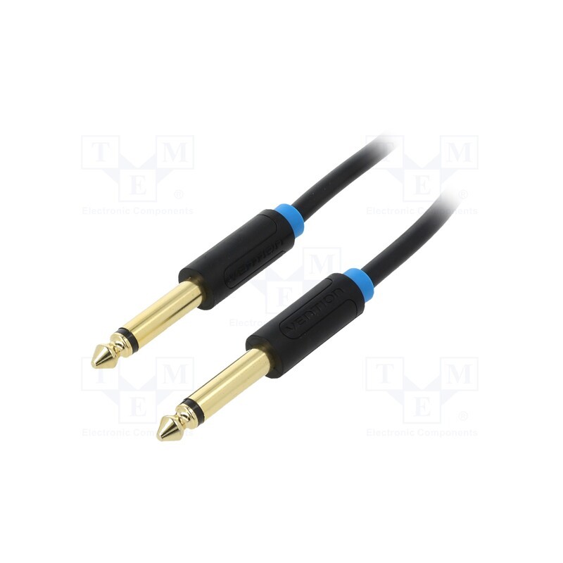 1 pcs x VENTION - BAABD - Cable, Jack 6,3mm plug,both sides, 0.5m, Plating: gold-plated