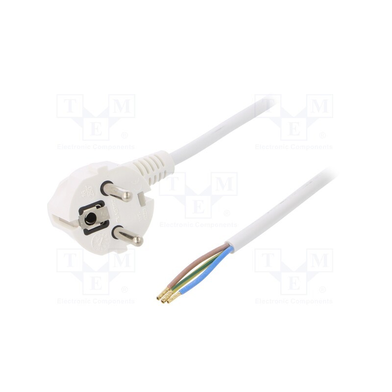 1 pcs x PLASTROL - W-97165 - Cable, 3G1mm2, CEE 7/7 (E/F) plug angled,wires,SCHUKO plug, PVC