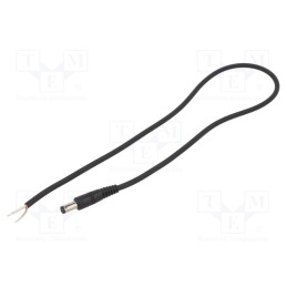 1 pcs x WEST POL - P21-TT-C075-050BK - Cable, 1x0.75mm2, wires,DC 5,5/2,1 plug, straight, black, 0.5m