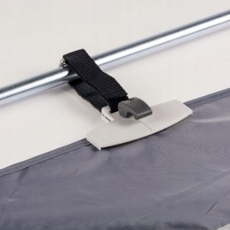 Awning clamps with wind protection strips