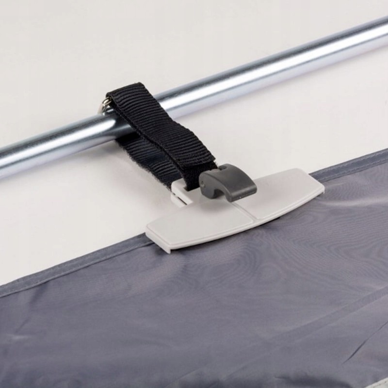 Awning clamps with wind protection strips