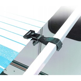 Awning clamps with wind protection strips