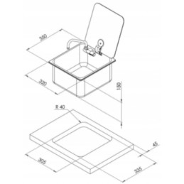 Stainless steel sink, can 32x35x15 cm