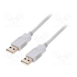 1 pcs x BQ CABLE - CAB-USBAA/3 - Cable, USB 2.0, USB A plug,both sides, 3m, grey, Core: Cu