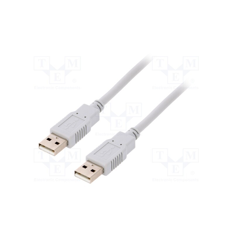 1 pcs x BQ CABLE - CAB-USBAA/3 - Cable, USB 2.0, USB A plug,both sides, 3m, grey, Core: Cu
