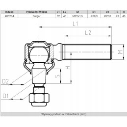 Rod end joint M22x1 5 right Bulgar 1792