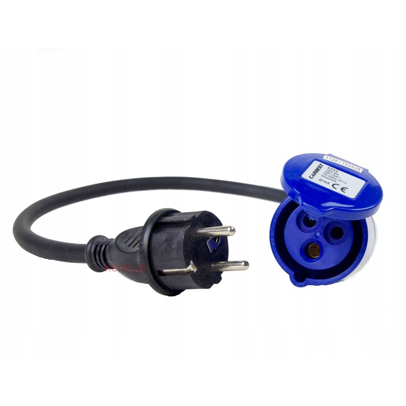 Adapter, cee17 socket, 2-pin plug