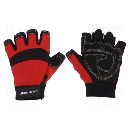 1 set x LAHTI PRO - L280610K - Protective gloves, Size: 10, black-red, microfiber,plastic