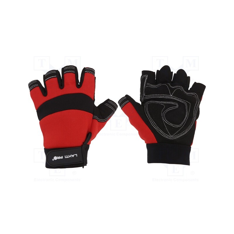 1 set x LAHTI PRO - L280610K - Protective gloves, Size: 10, black-red, microfiber,plastic