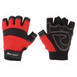 1 set x LAHTI PRO - L280609K - Protective gloves, Size: 9, black-red, microfiber,plastic
