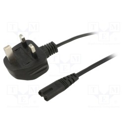 1 pcs x AKYGA - AK-AG-03A - Cable, 3G0.5mm2, BS 1363 (G) plug,IEC C7 female, PVC, 1.5m, black