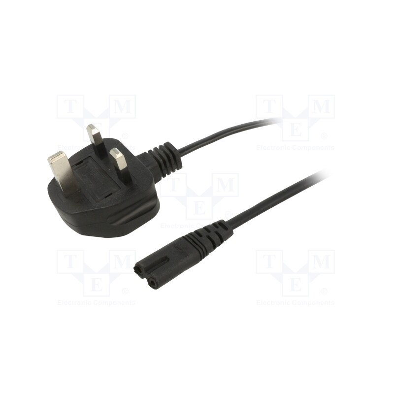 1 pcs x AKYGA - AK-AG-03A - Cable, 3G0.5mm2, BS 1363 (G) plug,IEC C7 female, PVC, 1.5m, black