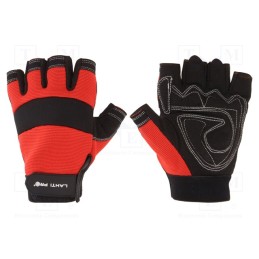 1 set x LAHTI PRO - L280608K - Protective gloves, Size: 8, black-red, microfiber,plastic