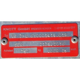 Unbraked trailer axle Knott VG7 1260mm