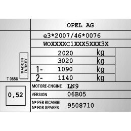 Rating plate or replacement sticker