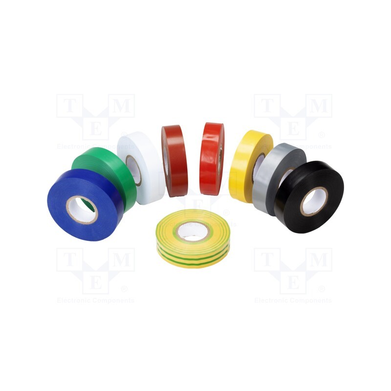 1 set x PARTEX - IT-1-MIX - Tape: electrical insulating, W: 19mm, L: 20m, Thk: 0.13mm, PVC film