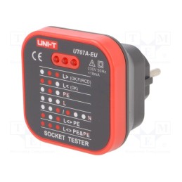 1 pcs x UNI-T - UT07A-EU - Tester: power socket, LEDs, 50÷60Hz, 230VAC, Plug: EU