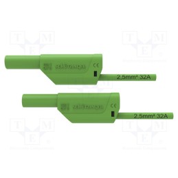 1 pcs x SCHu00dcTZINGER - VSFK 8700 / 2.5 / 200 / GN - Test lead, 32A, banana plug 4mm,both sides, Urated: 1kV, Len: 2m