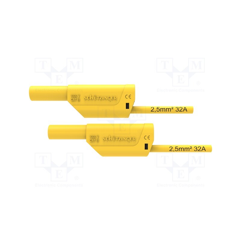 1 pcs x SCHu00dcTZINGER - VSFK 8700 / 2.5 / 200 / GE - Test lead, 32A, banana plug 4mm,both sides, Urated: 1kV, Len: 2m