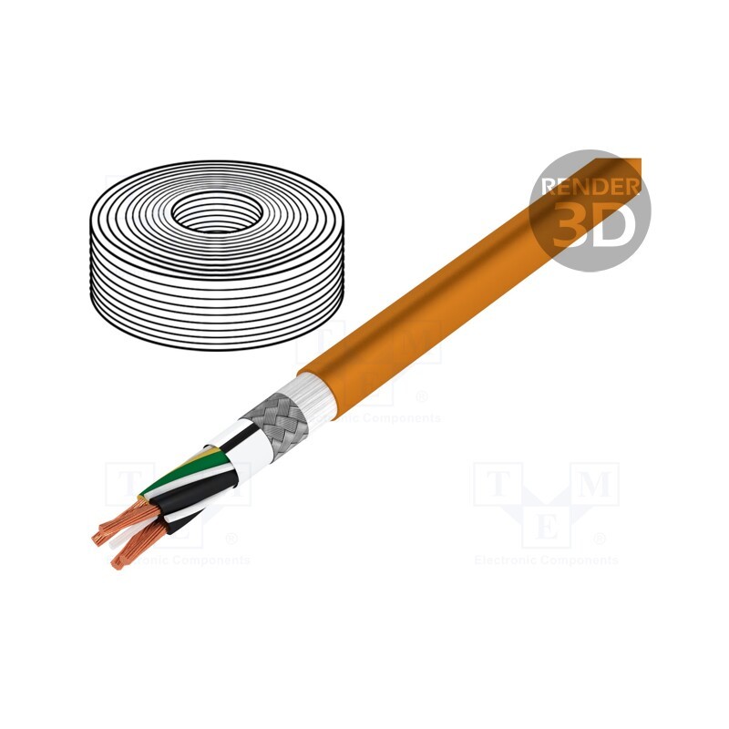 1 m x IGUS - CF896.40.04 - Wire: motor, chainflex® CF896, 4G4mm2, orange, stranded, Cu, PUR