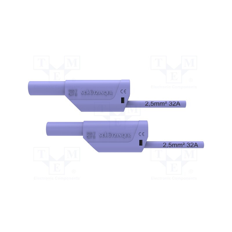 1 pcs x SCHu00dcTZINGER - VSFK 8700 / 2.5 / 200 / PVI - Test lead, 32A, banana plug 4mm,both sides, Urated: 1kV, Len: 2m