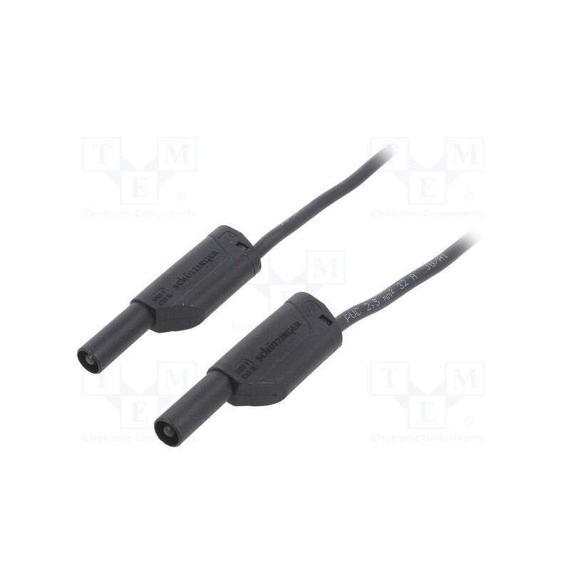 1 pcs x SCHu00dcTZINGER - VSFK 8700 / 2.5 / 200 / SW - Test lead, 32A, banana plug 4mm,both sides, Urated: 1kV, Len: 2m