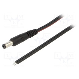 1 pcs x WEST POL - P25-TT-T075-150BK - Cable, 2x0.75mm2, wires,DC 5,5/2,5 plug, straight, black, 1.5m