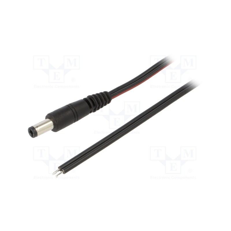 1 pcs x WEST POL - P25-TT-T075-150BK - Cable, 2x0.75mm2, wires,DC 5,5/2,5 plug, straight, black, 1.5m