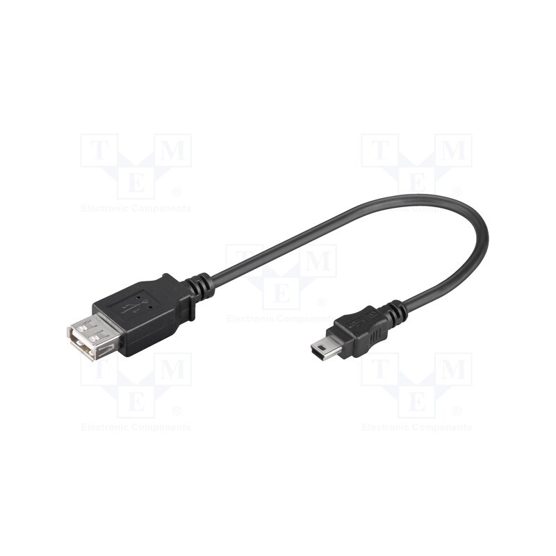 1 pcs x Goobay - 95006 - Cable, USB 2.0, USB A socket,USB B mini plug, 0.2m, black, PVC