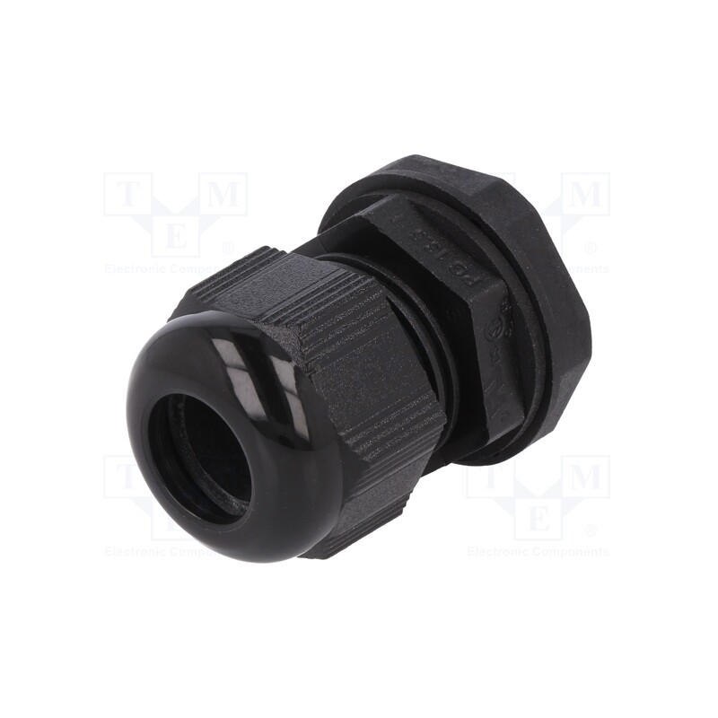 1 pcg x ALPHA WIRE - PPC13 BK080 - Cable gland, PG13,5, IP66,IP68, polyamide, black, 10pcs.