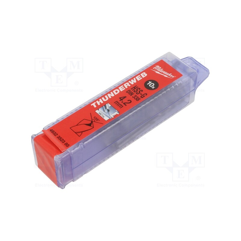 1 pcg x Milwaukee - 4932352385 - Drill bit, for metal, Ø: 4.2mm, high speed steel grounded HSS-G