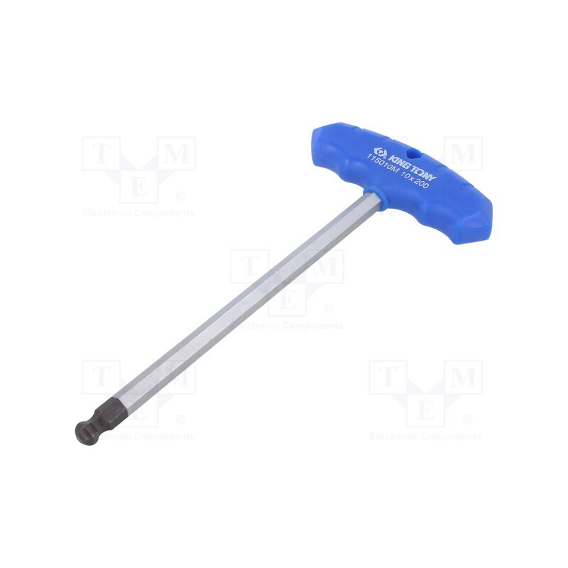 1 pcs x KING TONY - 115010MR - Wrench, hex key,spherical, HEX 10mm, Overall len: 240mm
