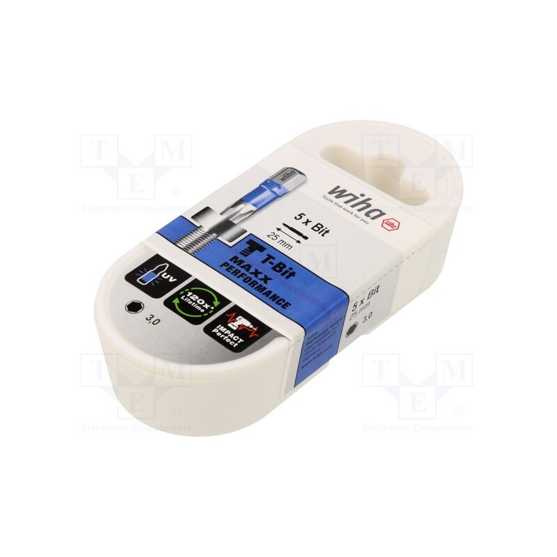 1 set x WIHA - 41611 - Screwdriver bit, hex key, HEX 3mm, Overall len: 25mm, 5pcs, T