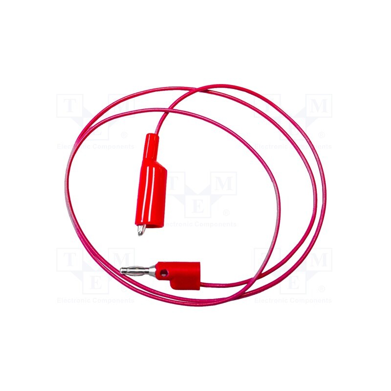 1 pcs x MUELLER ELECTRIC - BU-2030-A-60-2 - Test lead, 5A, banana plug 4mm,aligator clip, Urated: 300V, red