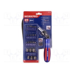 1 set x Workpro - W021183 - Kit: screwdrivers, Kind of holder: 1/4' (6,3mm),magnetic
