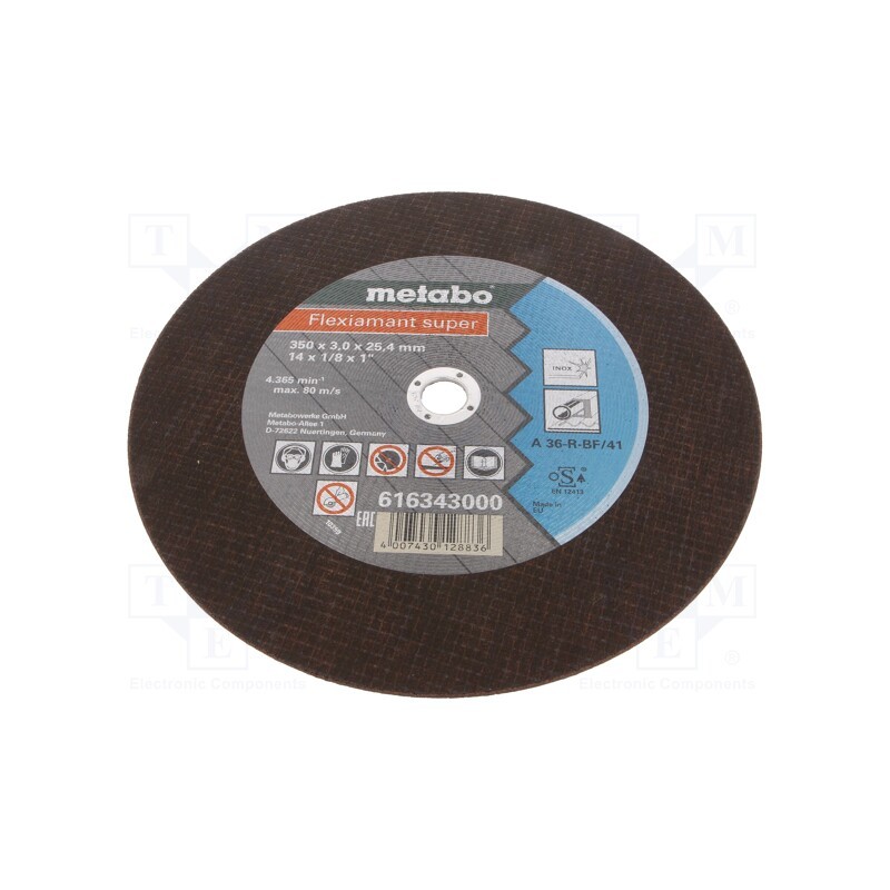 1 pcs x METABO - 616343000 - Cutting wheel, Ø: 350mm, Øhole: 25.4mm, Disc thick: 3mm