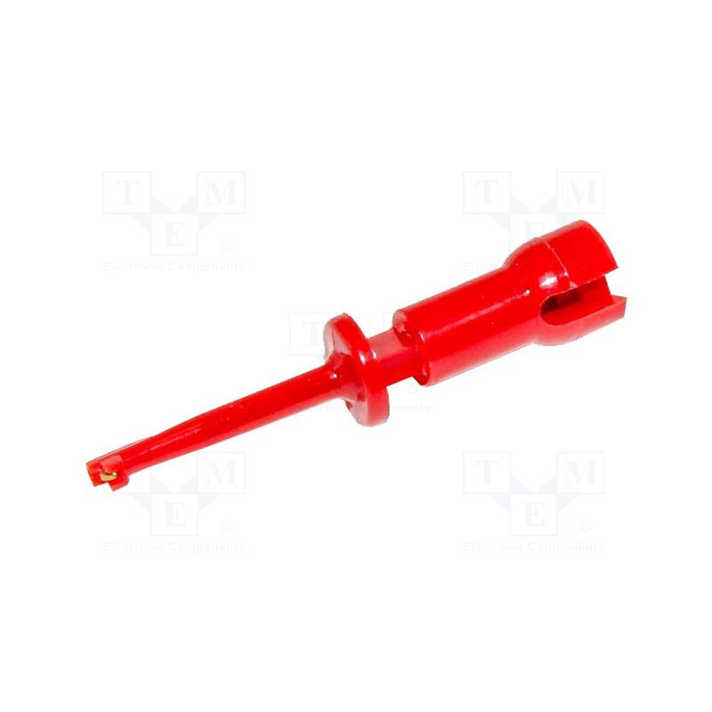 1 pcs x MUELLER ELECTRIC - BU-00208-2 - Clip-on probe, hook type, 3A, red, Plating: gold-plated, 600V, 44mm