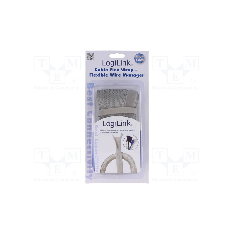 1 pcs x LOGILINK - KAB0007 - Braid, grey, L: 1.8m, Features: multi use, ØBundle : 32mm