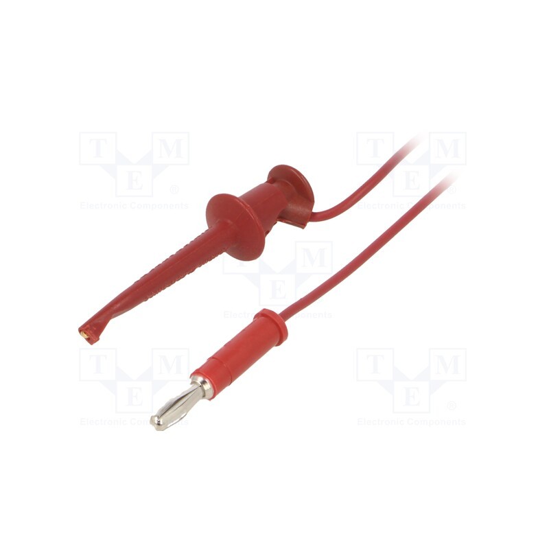 1 pcs x POMONA - 4650-36-2 - Test lead, 5A, clip-on hook probe,banana plug 4mm, Urated: 300V