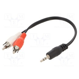 1 pcs x GEMBIRD - CCA-458/0.2 - Cable, Jack 3.5mm 3pin plug,RCA plug x2, 0.2m, black, PVC