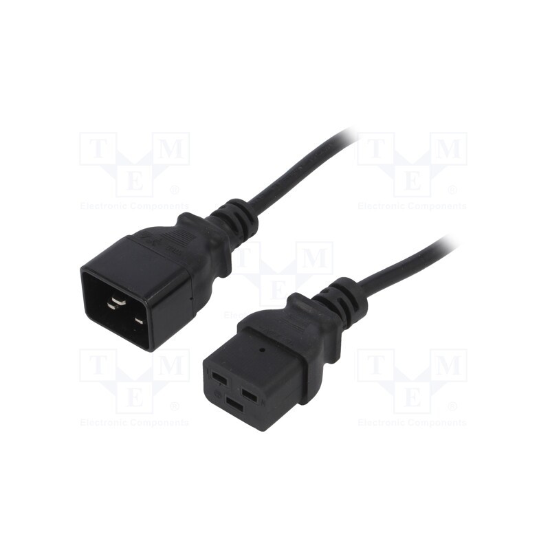 1 pcs x AKYGA - AK-UP-03 - Cable, 3G1mm2, IEC C19 female,IEC C20 male, PVC, 1.8m, black, 16A