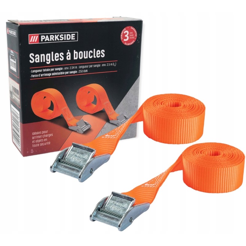 Set of lashing straps with parkside buckle