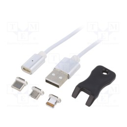 1 pcs x GEMBIRD - CC-USB2-AMLM31-1M - Cable, magnetic,USB 2.0, 1m, white, elastomer thermoplastic TPE