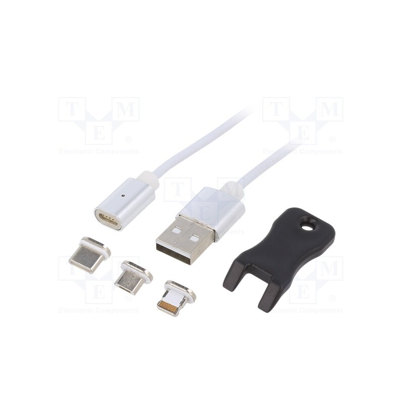 1 pcs x GEMBIRD - CC-USB2-AMLM31-1M - Cable, magnetic,USB 2.0, 1m, white, elastomer thermoplastic TPE
